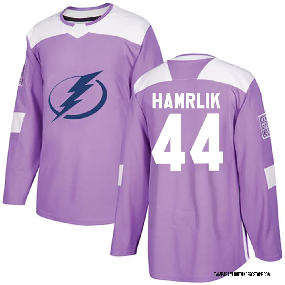 Authentic Men s Roman Hamrlik Purple Tampa Bay Lightning Fights